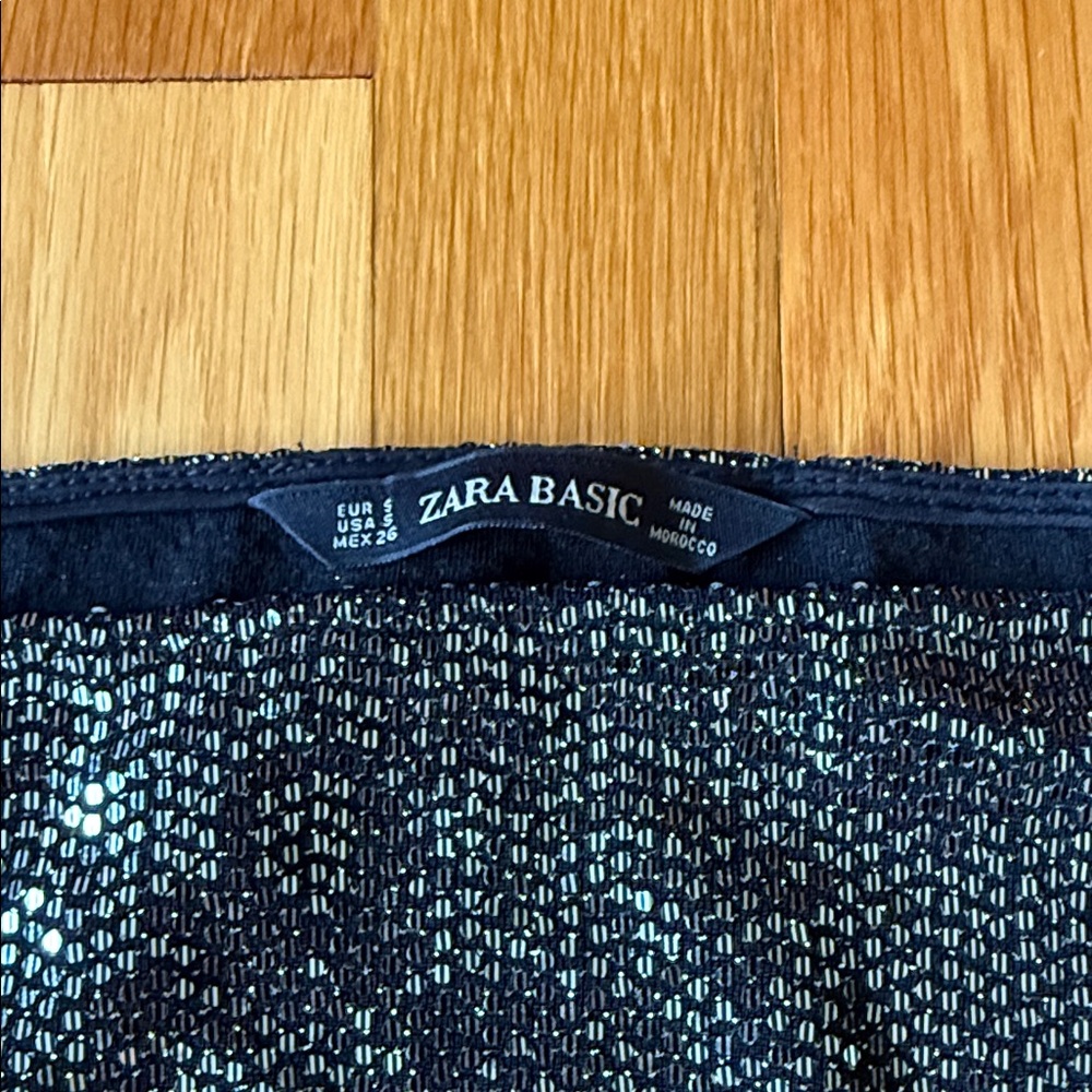 Zara Basic Black And Silver Sequin Top - image 2